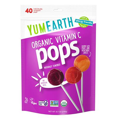 美国洛杉矶直邮YumEarth有机维生素C棒混合包40根水果口味棒棒糖