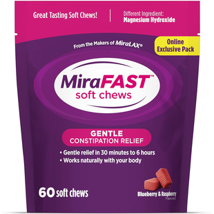 美国洛杉矶直邮MiraLAX MiraFAST软糖温和缓解便秘蓝莓和树莓口味