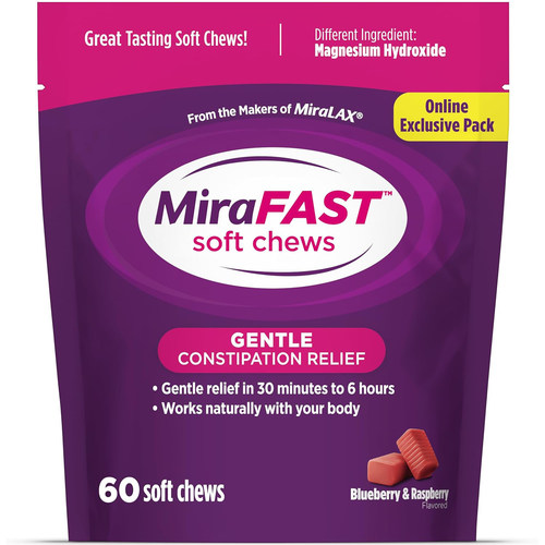 美国洛杉矶直邮MiraLAX MiraFAST软糖温和缓解便秘蓝莓和树莓口味