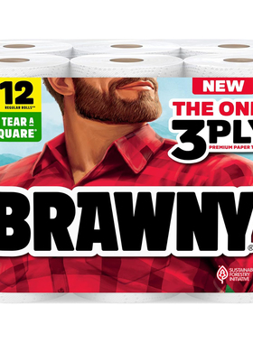 美国洛杉矶直邮Brawny Tea-A-Square3层纸巾强效吸水耐用日常清洁