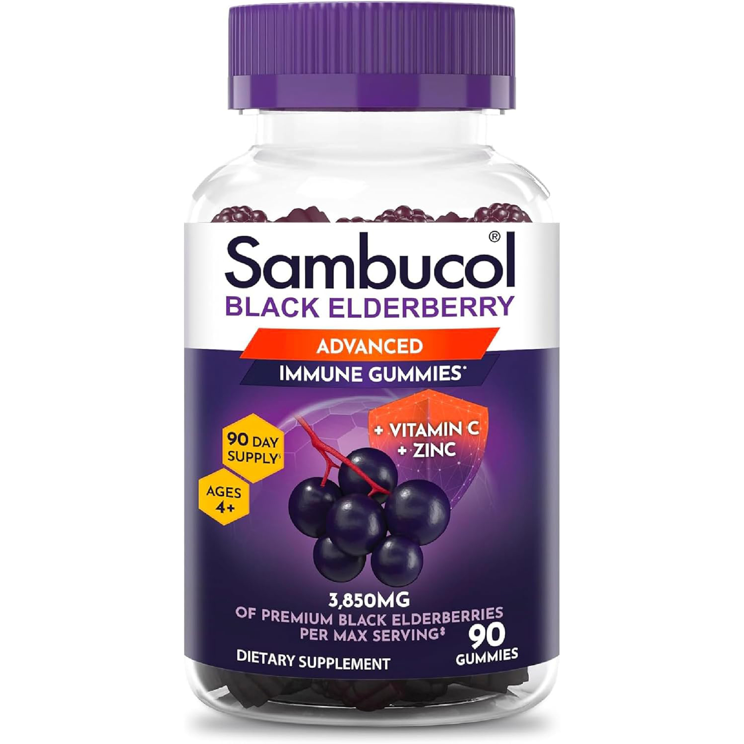 美国洛杉矶直邮 Sambucol成人接骨木果软糖维生素C锌支持免疫系统