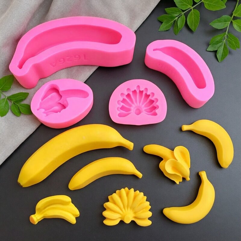 3D立体香蕉硅胶模具巧克力慕斯蛋糕果冻布丁装饰创意烘焙模具工具