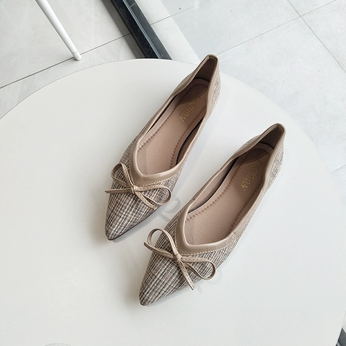 Обувь с заостренным носом, комфортные туфли с бантиком, в стиле Шанель, мягкая подошва