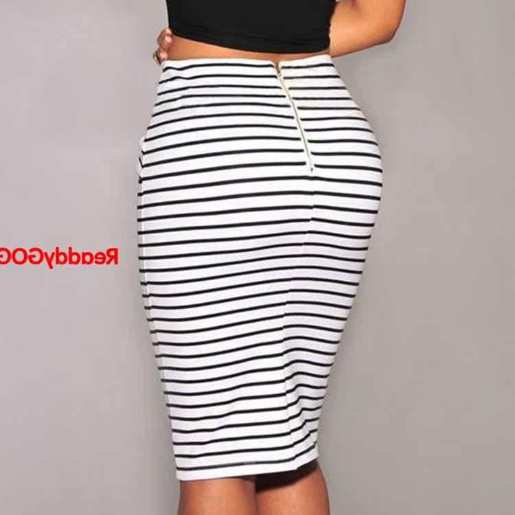 Women White/black Fashion Stripes Self-tie Pencil Midi Skirt|ruв категории Женская одежда, юбка - от Buy2taobao.com для оказания профессиональной услуги покупки агента Taobao