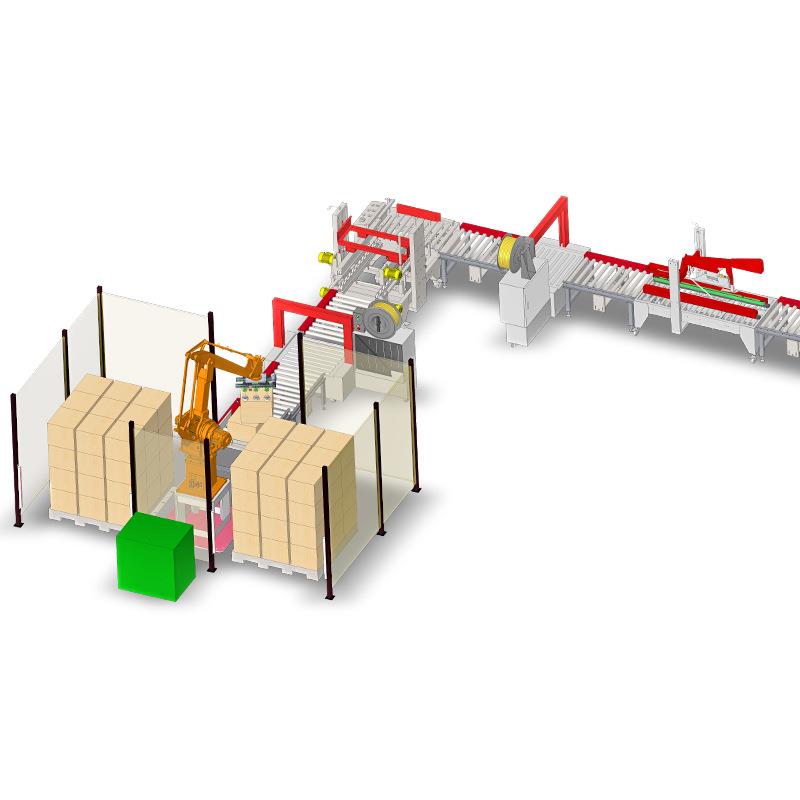 纸箱自动开箱封箱打包机全自动胶带工字型封箱打包码垛机厂家定制