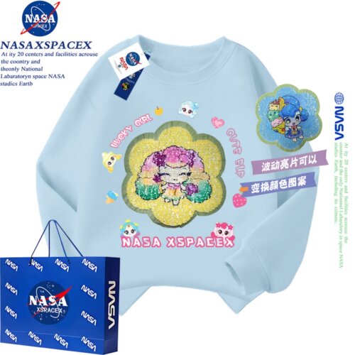 NASA联名奇妙萌可卫衣女童卫衣新款春秋亮片变色儿童绵绵萌可