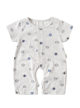 童泰夏季1-18月婴幼儿男女宝宝衣服轻薄纯棉短袖开裆蛤衣连体衣