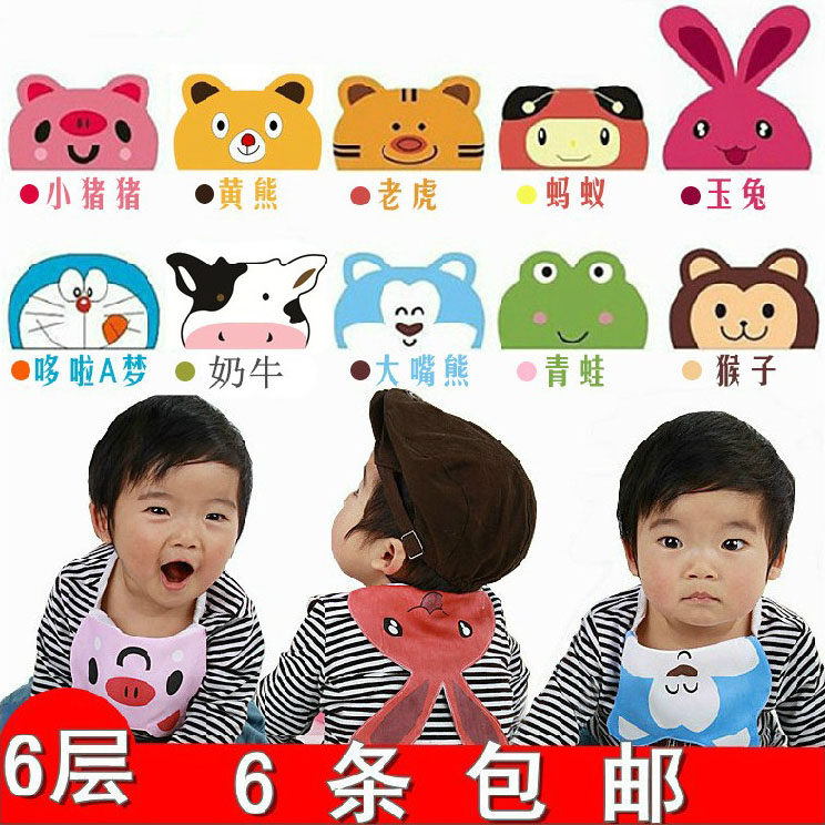 儿童吸汗巾 垫背巾6层加大纯棉纱布/宝宝隔汗巾婴儿背巾/6条包邮