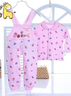 新款童泰30038/30777全棉男女童童装纯棉背带裤套装婴儿春秋衣服