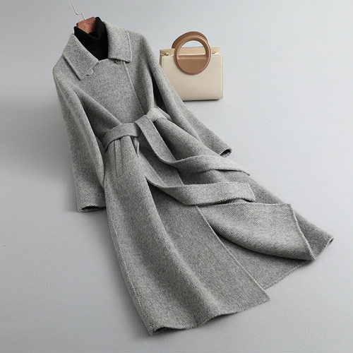 羊驼毛羊毛中长款修身款毛呢外套