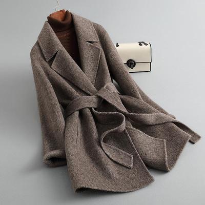 2025秋冬系带高端宽松羊毛呢外套