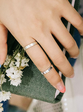 韩国进口实用简洁银活口戒指女