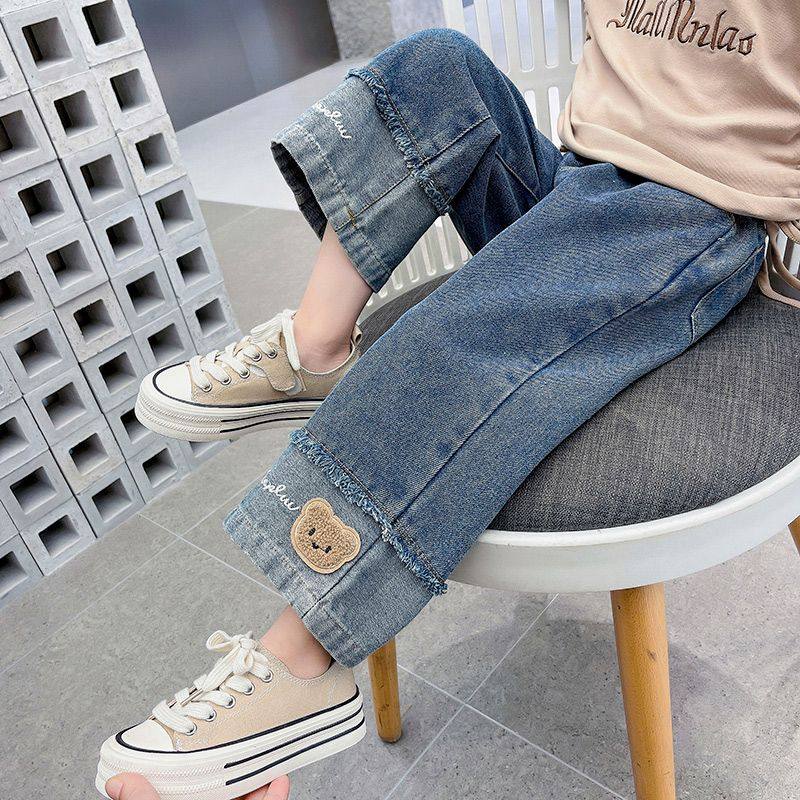 女童牛仔裤休闲款2024新款洋气女宝宝外穿春季儿童装春装阔腿裤子,童装/婴儿装/亲子装,儿童牛仔裤,淘宝优惠券,粉丝福利购,淘宝优惠卷