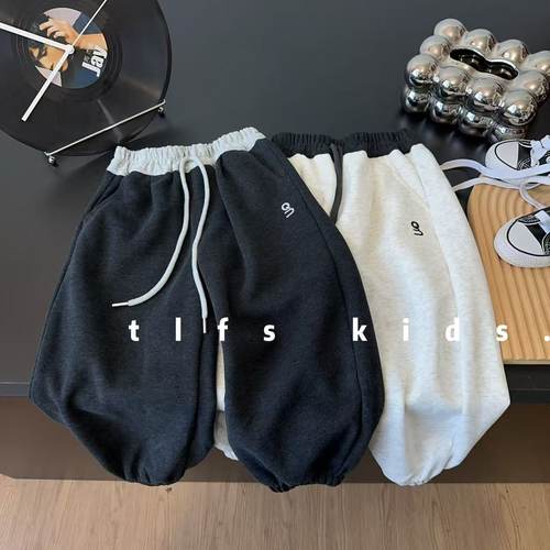 儿童2025春秋季新款韩版纯色运动裤男女童百搭休闲宽松束脚长裤潮