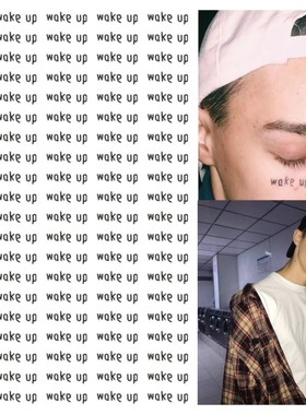 100贴包邮 Alexander同款脸部纹身贴 wake up字母DIY纹身贴定做