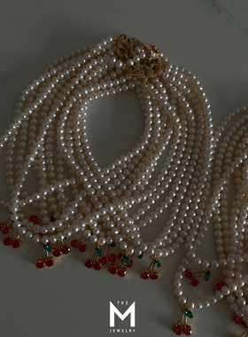 themjewelry全新女水钻扣珍珠