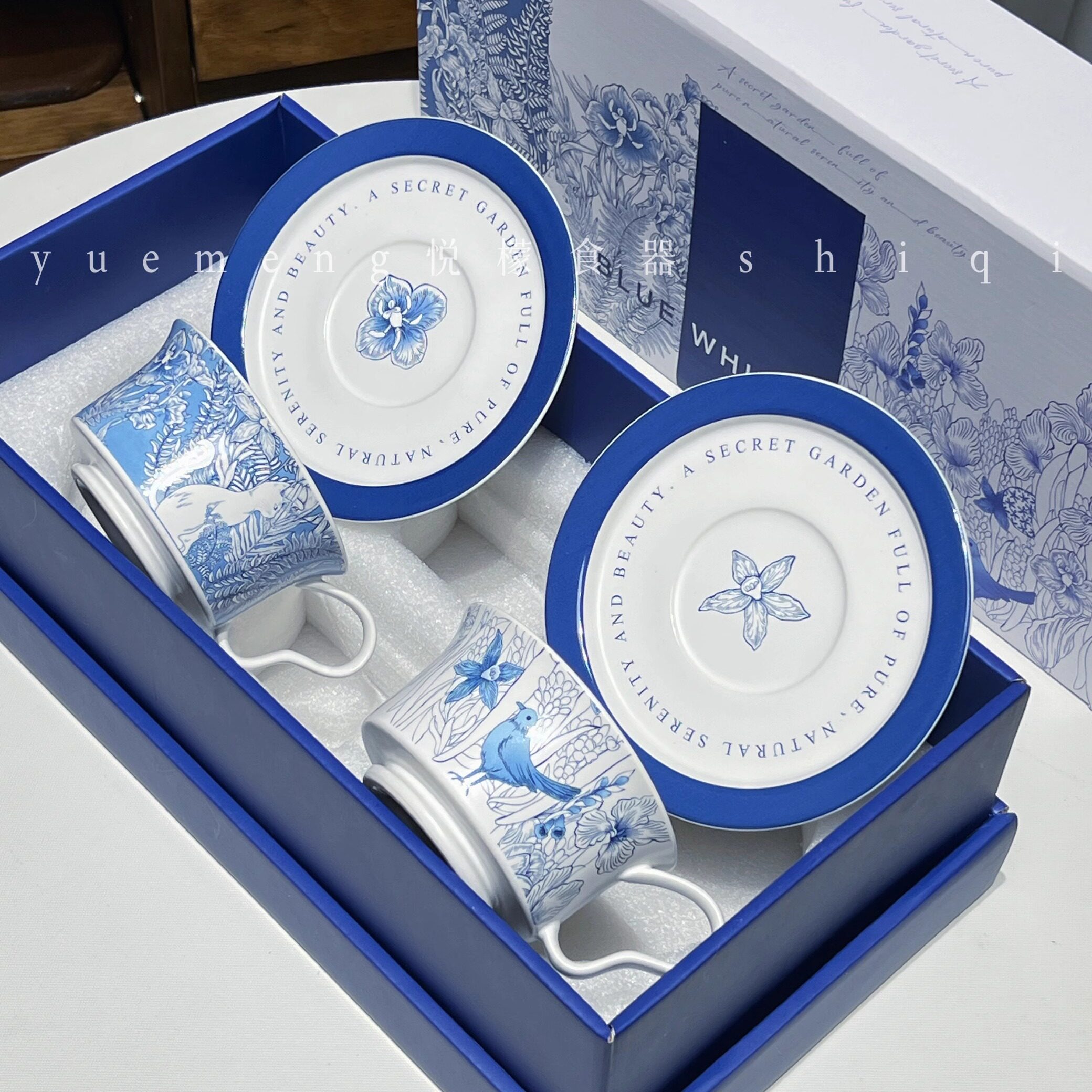 悦檬食器青花新中式陶瓷咖啡杯碟礼盒装高档精致下午茶具乔迁礼物
