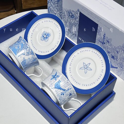 悦檬食器青花新中式陶瓷咖啡杯碟礼盒装高档精致下午茶具乔迁礼物