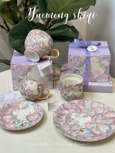 悦檬食器阿满香豌豆羡鸟文社原创手绘插画陶瓷早餐杯咖啡礼盒装