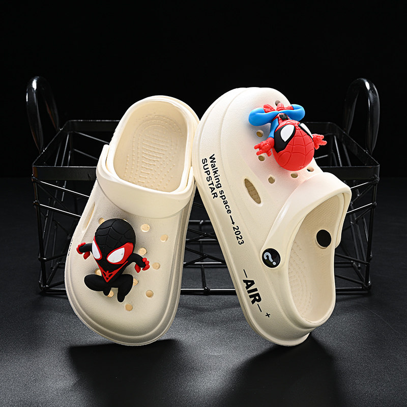 儿童洞洞鞋男童夏季蜘蛛侠拖鞋防滑凉拖鞋室内凉鞋软底女童沙滩鞋