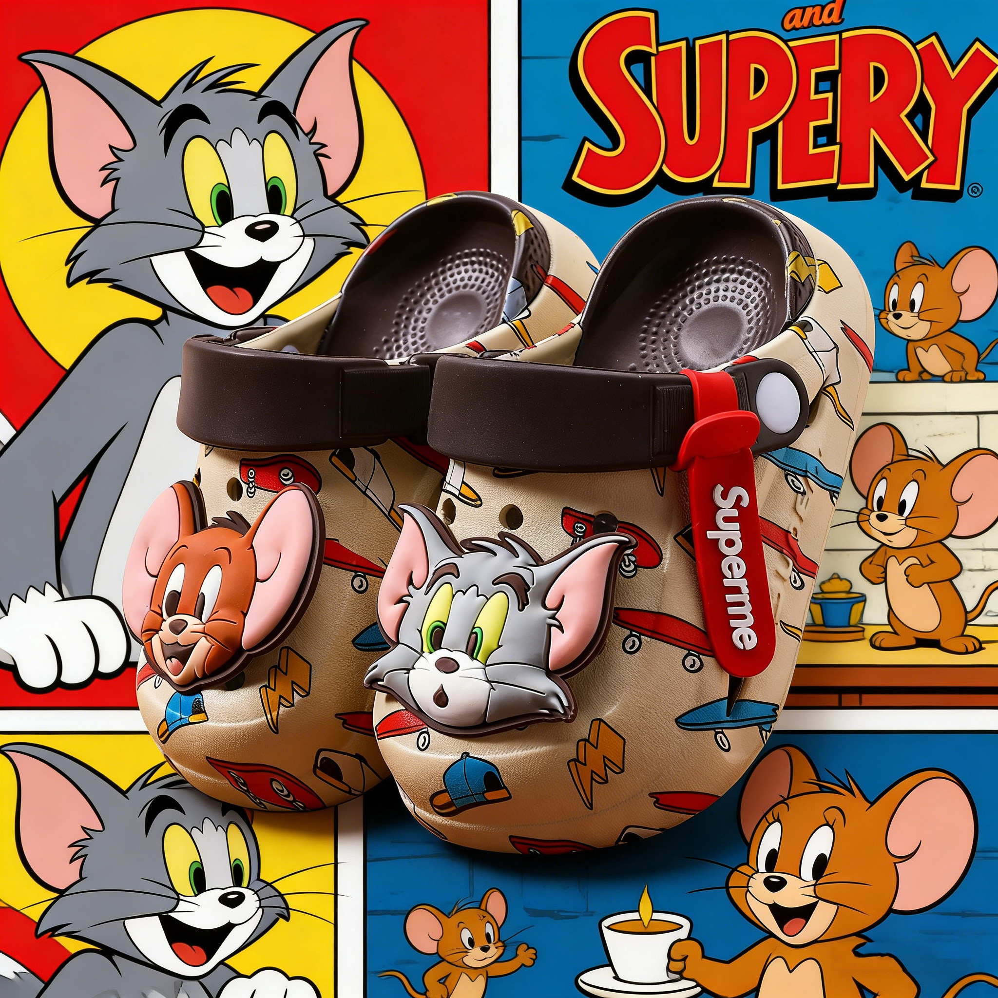 猫和老鼠儿童洞洞鞋卡通新款男童凉拖鞋防滑软底男孩宝宝包头防撞