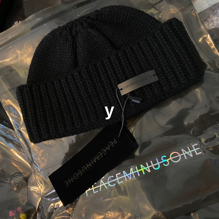 PMO KNIT CAP#5 BLACK peaceminusone贴皮黑色冷帽毛线帽