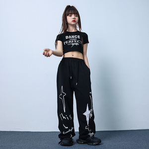 夏季爵士舞蹈练功服甜酷女童爵士舞服装嘻哈hiphop儿童街舞演出服