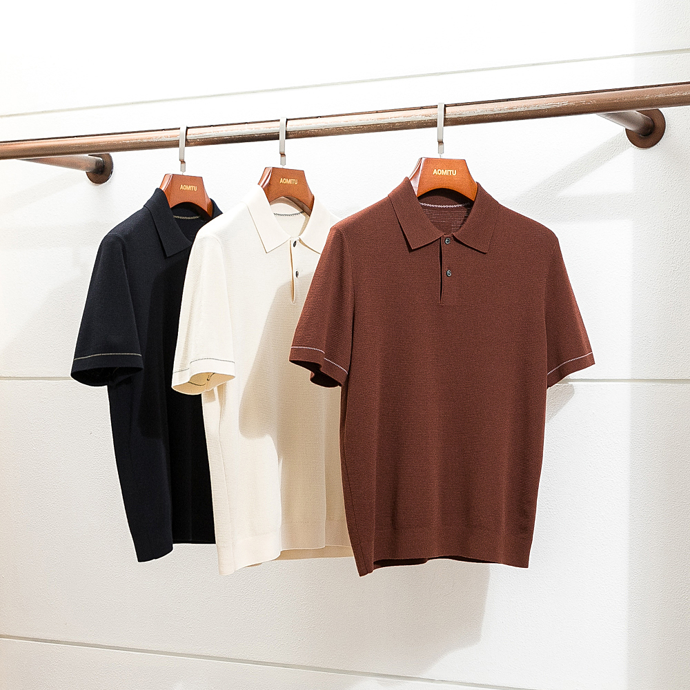 100%黄金羊毛秋冬男士Polo衫