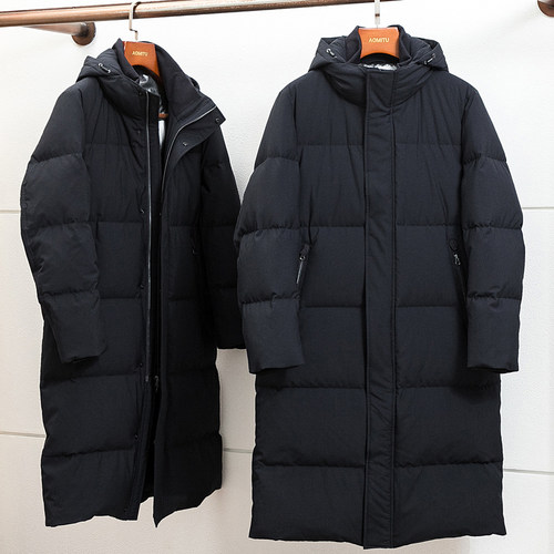 Aomitu意产120S丝羊毛长款鹅绒服