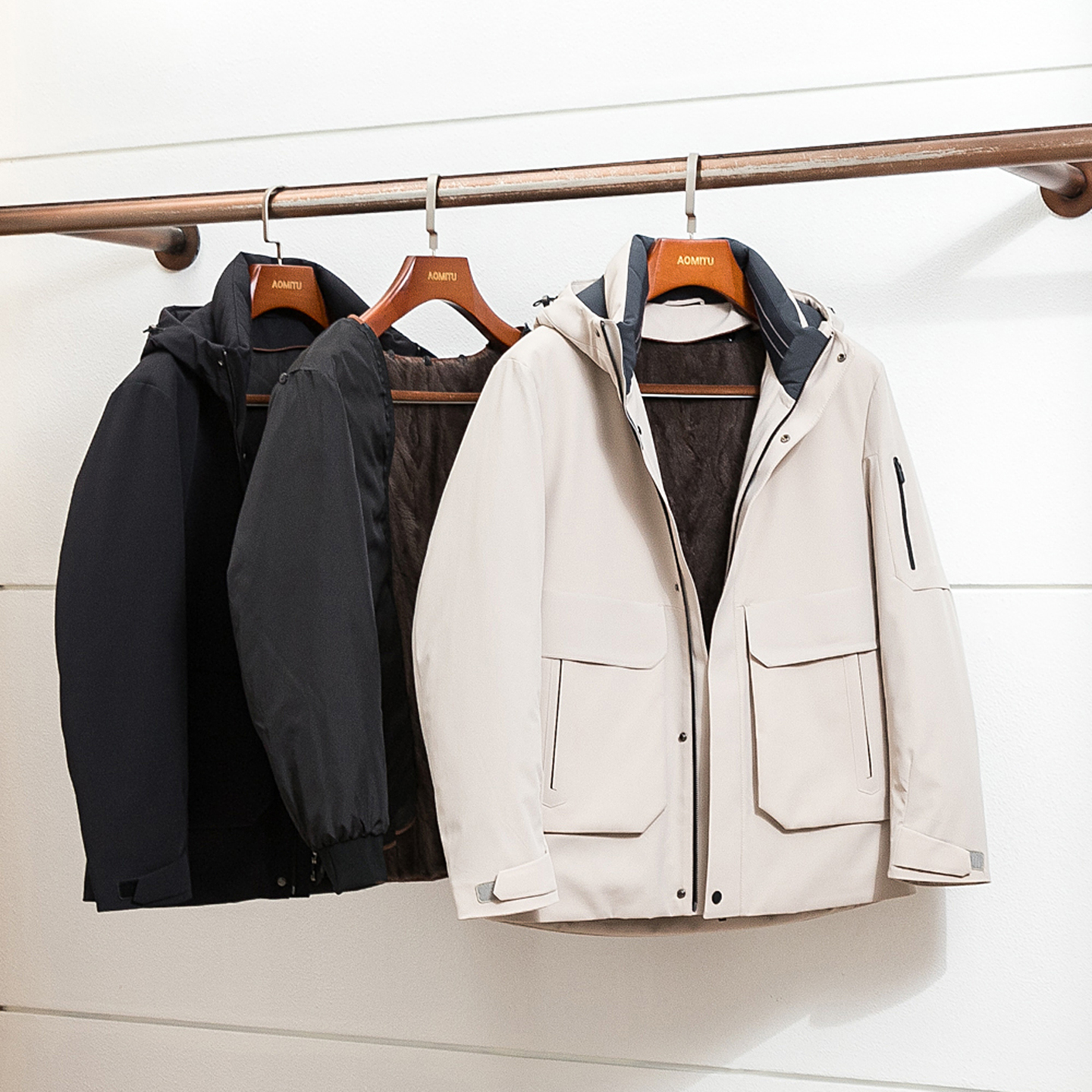 Aomitu一衣三穿冬水貂鹅绒服