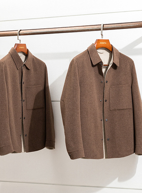 ZH版 简而不凡 奢而不浮  男士羊绒羊毛双面呢夹克衬衫式毛呢外套