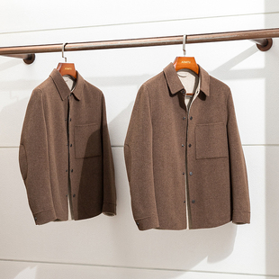 ZH版 简而不凡 奢而不浮  男士羊绒羊毛双面呢夹克衬衫式毛呢外套