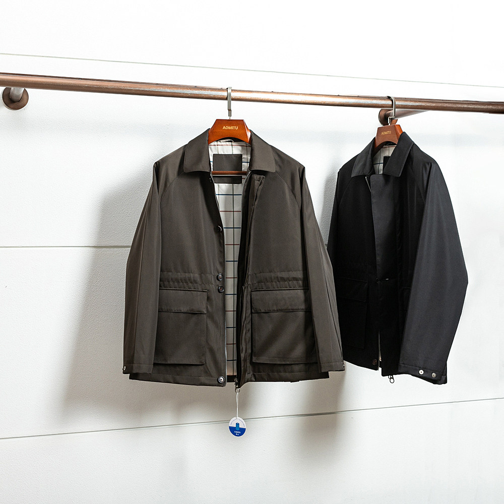 意奢36000版 桑蚕丝三防面料 春秋老钱风男士horsey风衣夹克外套