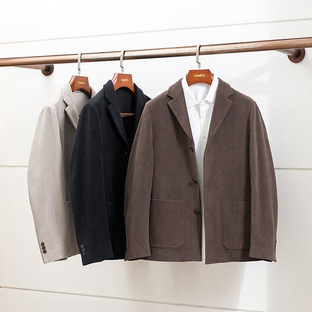 松弛慵懒 秋冬男士灯芯绒休闲西装 老钱风男士灯芯绒外套宽松单西