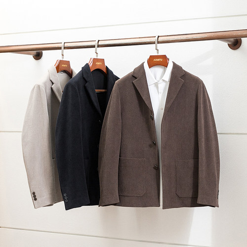 松弛慵懒秋冬男士灯芯绒休闲西装