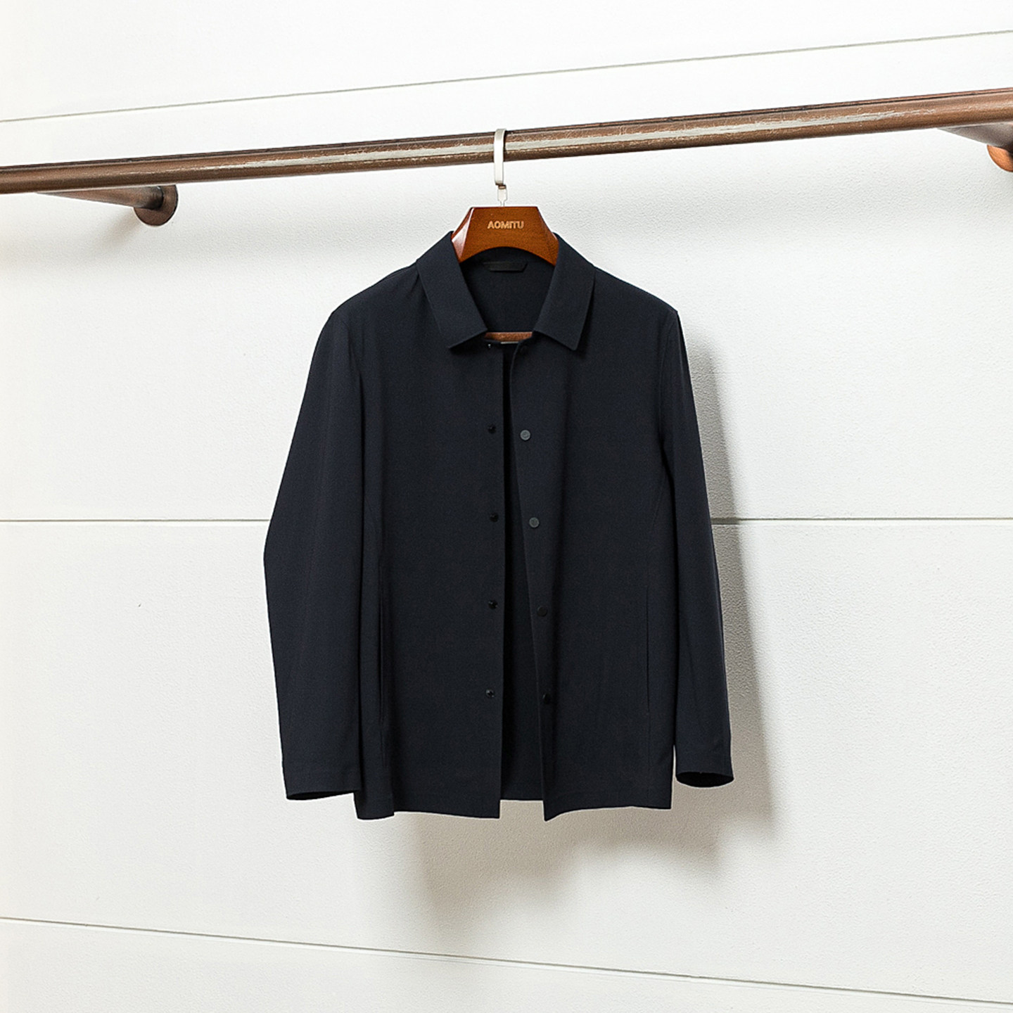 有型不设限铜氨丝经编针织春秋男士商务薄款衬衫式外极简外套夹克