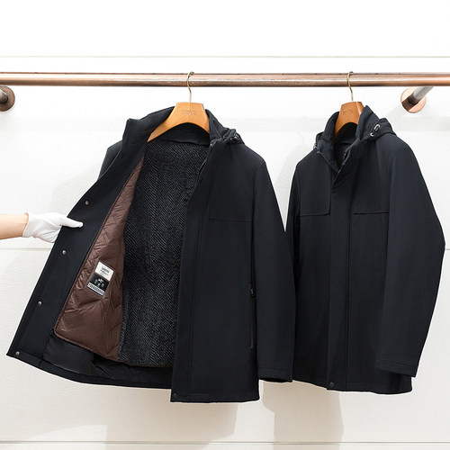 可拆分兔毛皮拼接鹅绒羽绒派克