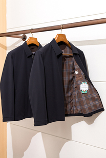 精英衣橱苾备 秋冬商务休闲干部夹克男中年羊毛翻领茄克外套 男士