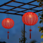 太阳能大红灯笼吊灯中国风户外阳台大门2026新款 新年装 饰布置