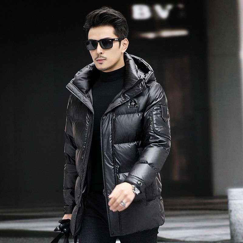 2026羽绒服新款外套男冬季黑色中年男士连帽立领中长款加厚特厚