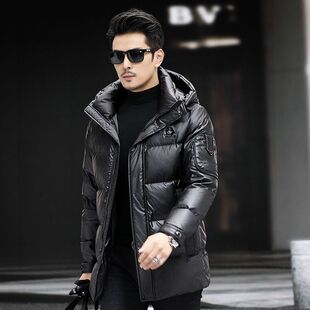 2026羽绒服新款外套男冬季黑色中年男士连帽立领中长款加厚特厚