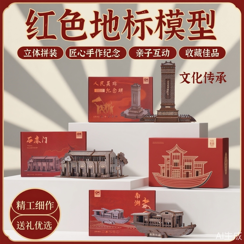 红色建筑文创研学拼装模型