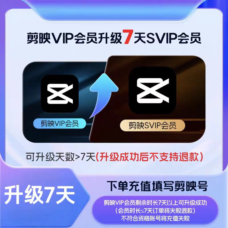【剪映升级SVIP】剪映VIP会员升级SVIP会员7天30天升级享svip权益图片