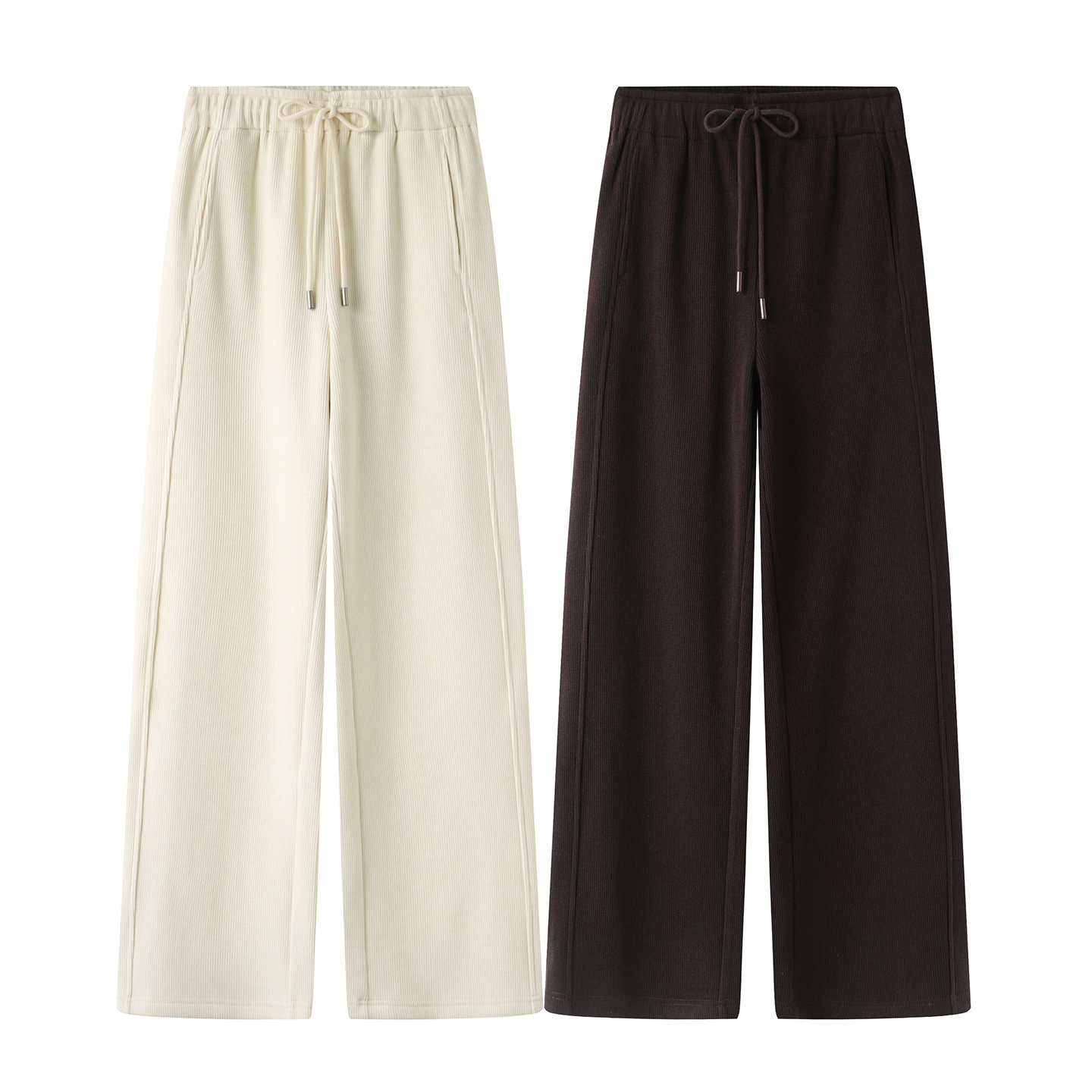 朗系~休闲百搭松紧腰直筒休闲裤2025秋季新款复古抽绳垂感糯米裤