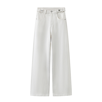 时尚百搭宽松显瘦垂感白色阔腿牛仔裤女2026春季新款窄版直筒裤子