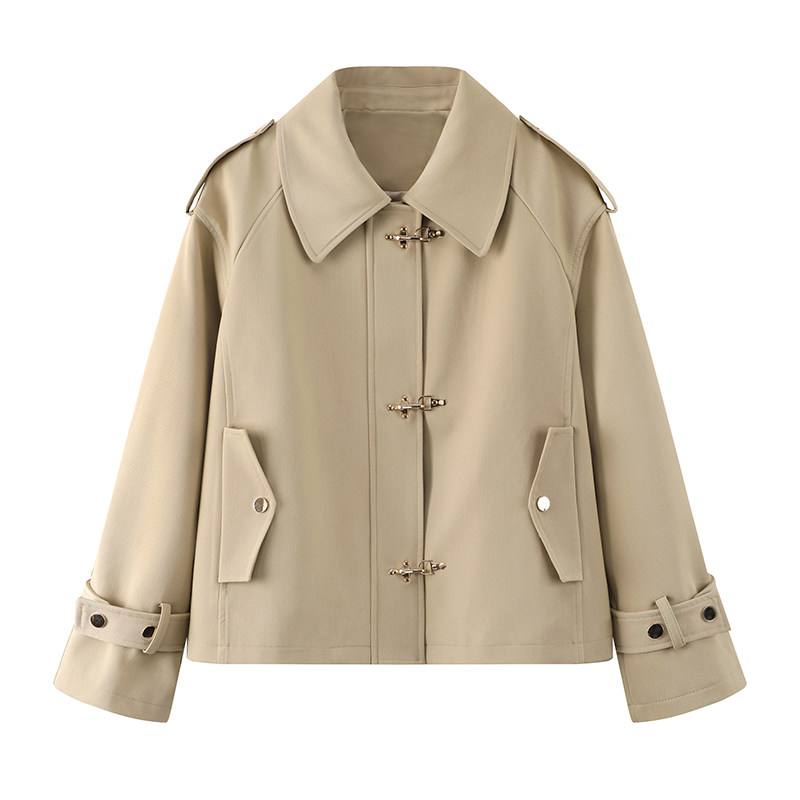 影系~2025秋季新款小个子英伦风休闲百搭翻领夹克风衣短款外套女,女装/女士精品,短外套,淘宝优惠券,粉丝福利购,淘宝优惠卷