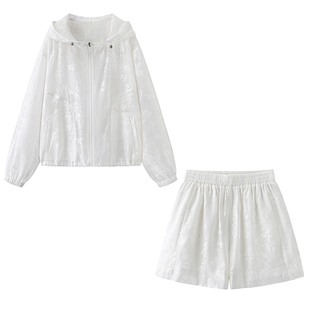 套装 影系 轻薄宽松运动连帽防晒短外套高腰休闲短裤 新款 2026夏季