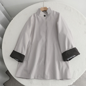 新款 檬系 宽松显瘦风衣外套2026春季 经典 英伦风撞色拼接大衣 时尚