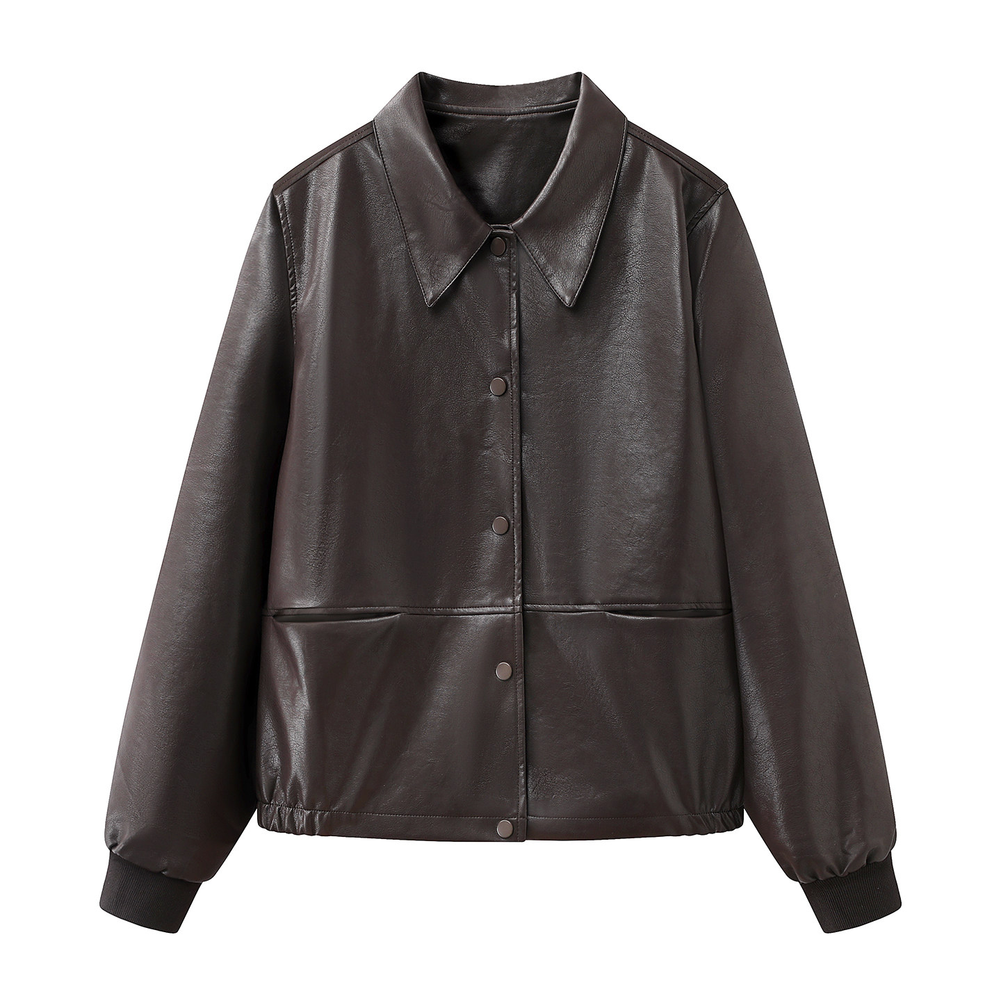 时尚百搭休闲翻领短款PU皮衣女2025秋季新款轻奢高级感慵懒风外套,女装/女士精品,短外套,淘宝优惠券,粉丝福利购,淘宝优惠卷