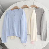 伊家 洋气镂空设计感软糯慵懒毛衣 新款 百搭miu系针织开衫 2025秋装